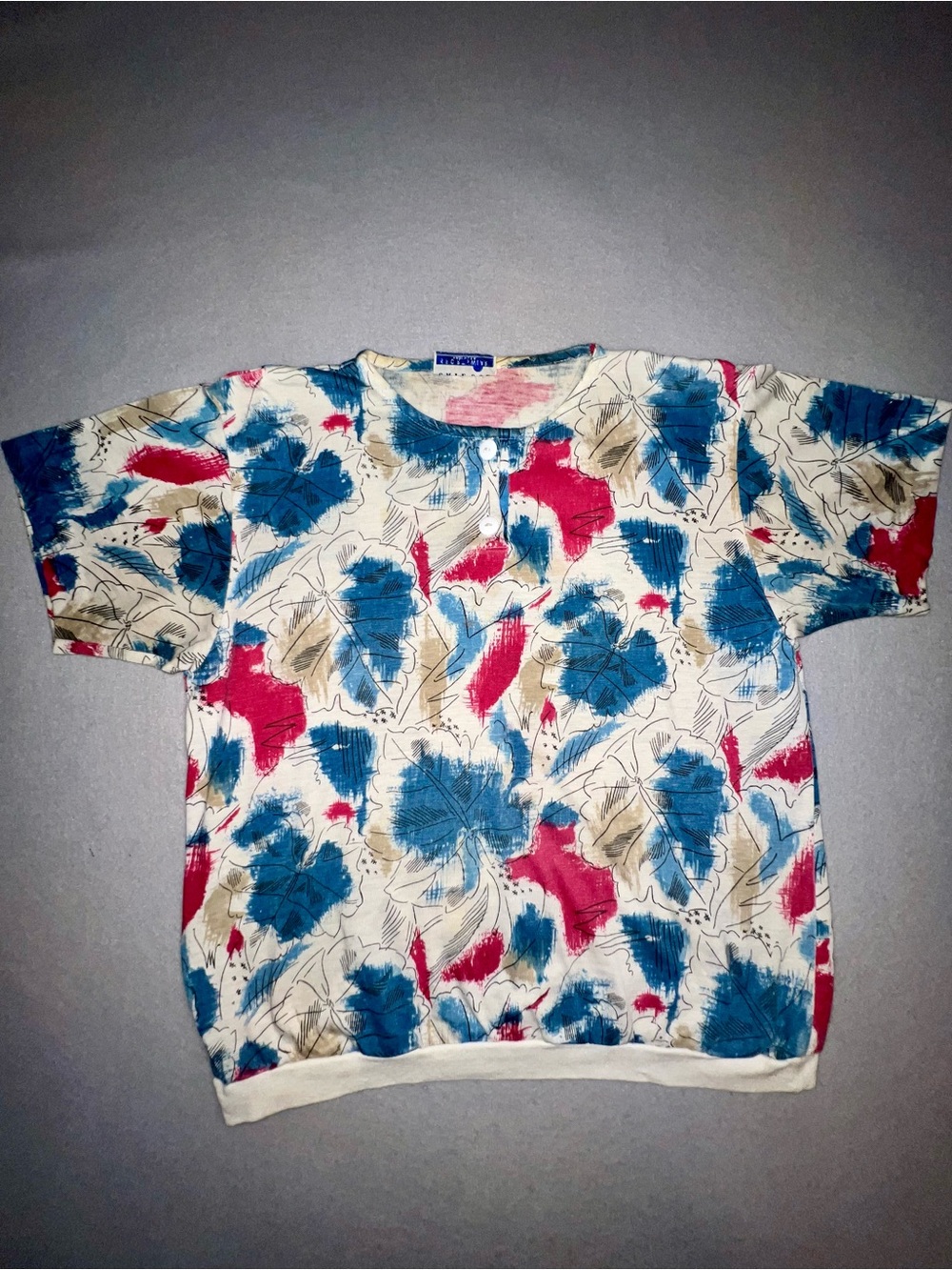 Vintage 80s Cape Cod Sportswear Women's Abstract Floral Button Top M